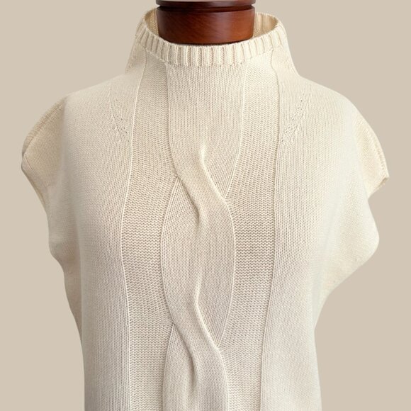 Akris Punto Cashmere Wool Blend Sweater Vest Long L High Neck - Picture 7 of 15